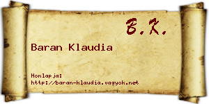 Baran Klaudia névjegykártya